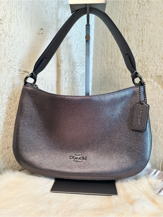 Coach Handbags - Coach Metallic Gunmetal Pebbled Leather Hobo